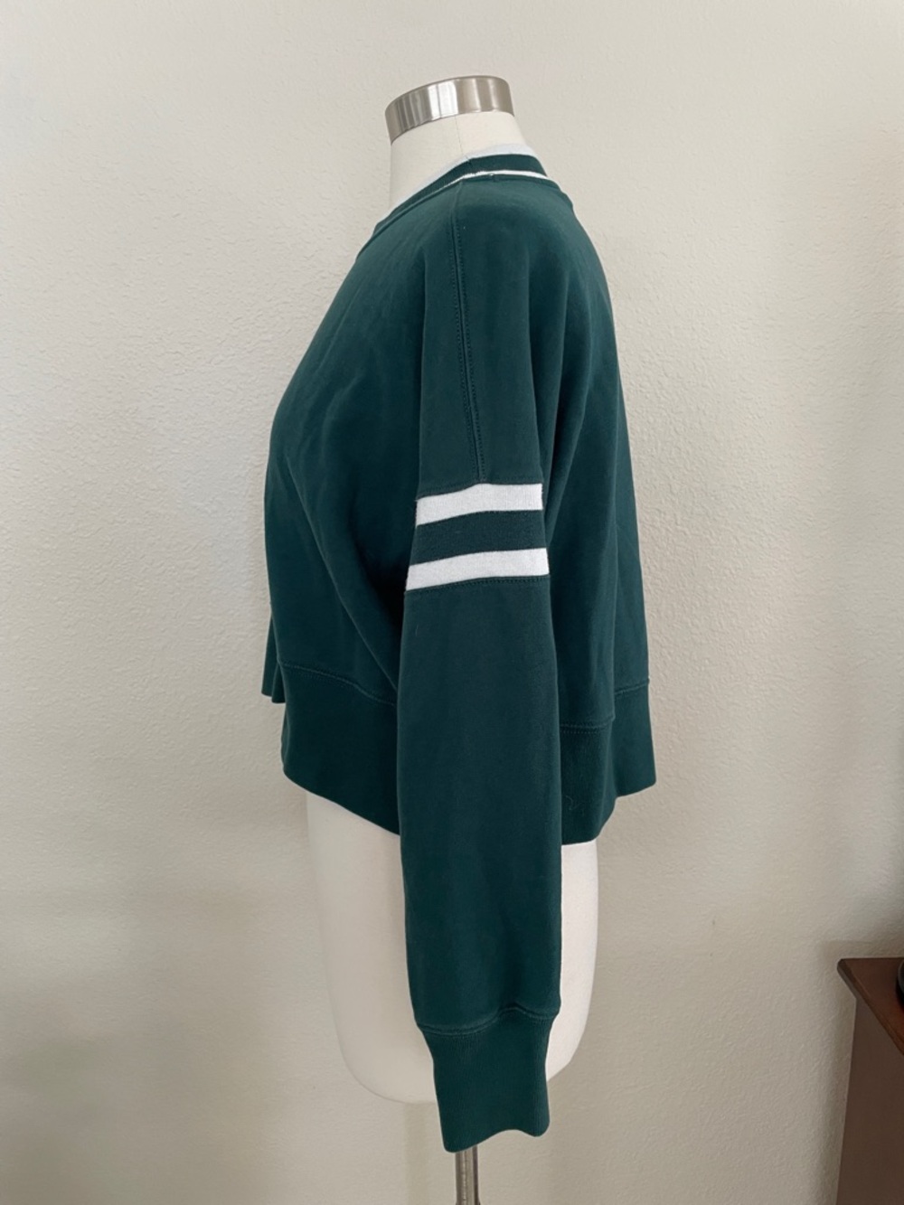 Abercrombie & Fitch Forest Green Sweatshirt with White Trim - Picture 6 of 7